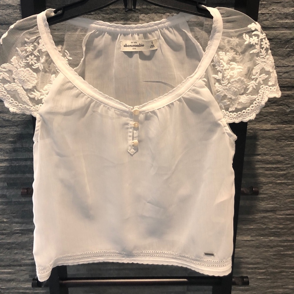 NWOT Abercrombie Kids Sheer Lace Top - Picture 2 of 7